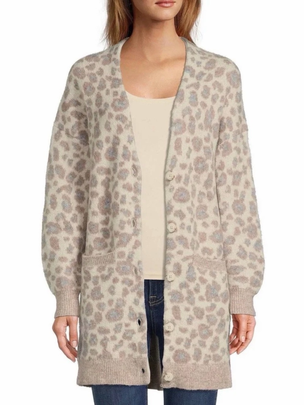 UGG Tomara Animal Print Oversized Wool Blend Cardigan Sweater Size Large